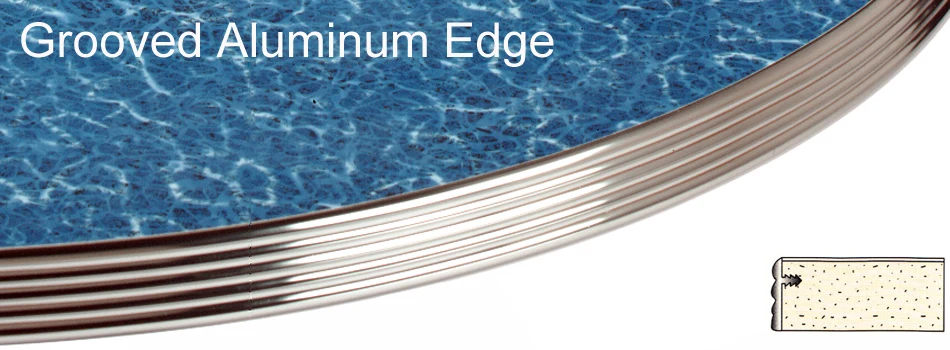 Laminated Plastic Polished, Grooved Aluminum Edge Table Top Detail