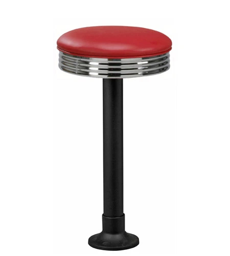 Bolt Down Counter Stool Chrome Rim Seat, Black Column / Card image cap