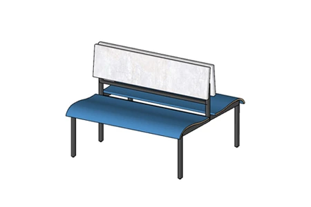 Laminated Plastic Double Booth Bench 47 Inch