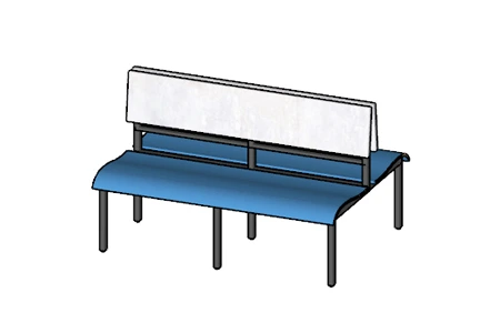 Laminated Plastic Double Booth Bench 59 Inch