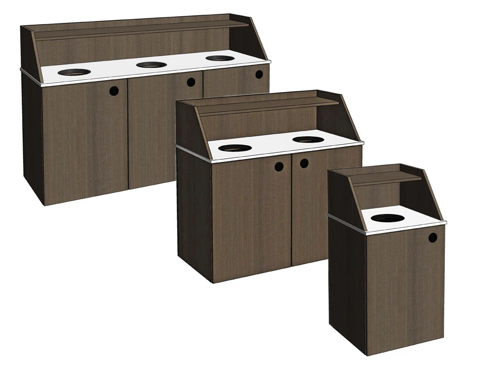 Single, Double And Triple Top Drop Waste Receptacles