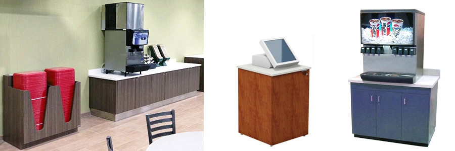 Cafeteria Tray Pick Ups, Drink Stations, Self Pay Kiosks, Condiment Cabinets